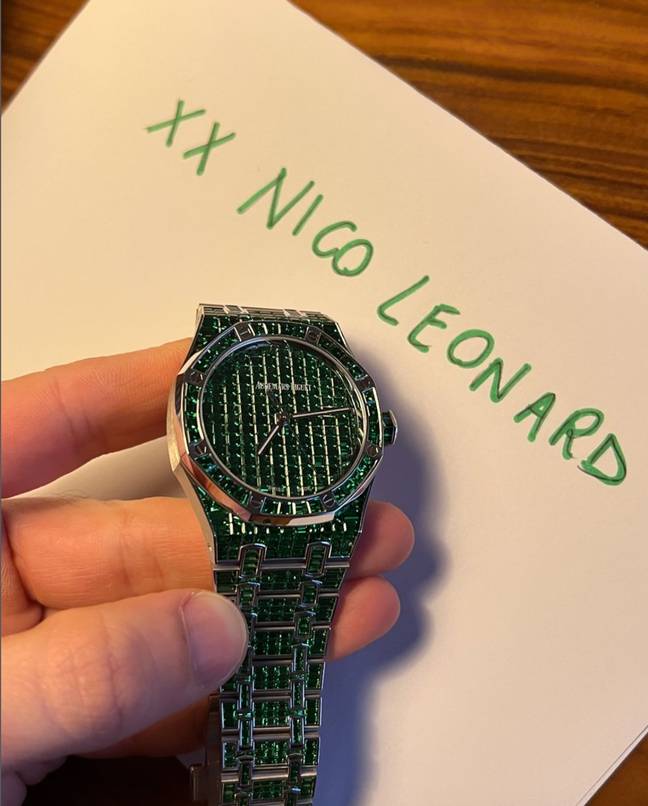 The expert took to Instagram to claim Rick Ross' designer watch is a fake, showing off a 'real' version. Credit: Instagram/@nicoleonardvanderhorst